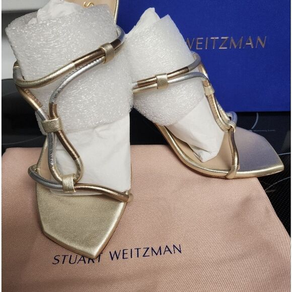 Stuart Weitzman Women's Gold and Silver Heels Size 9.5 New In The Box/Dustbag - Picture 9 of 9